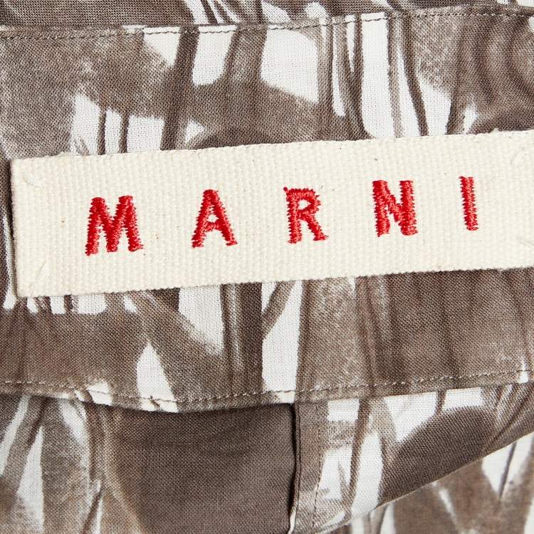 Pre Owned Marni Brown Printed Cotton Sleeveless Top M