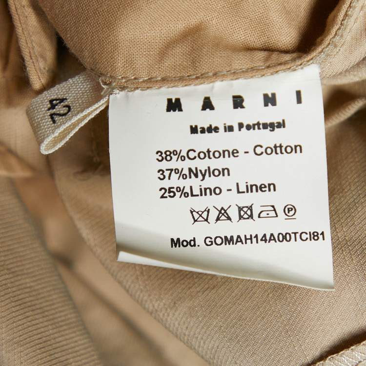 Pre Owned Marni Beige Cotton Blend Drawstring Waist Maxi Skirt M