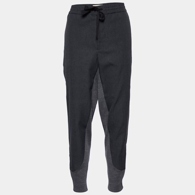 Pre Owned Marni Grey Wool Zipper Hem Paneled Trousers M