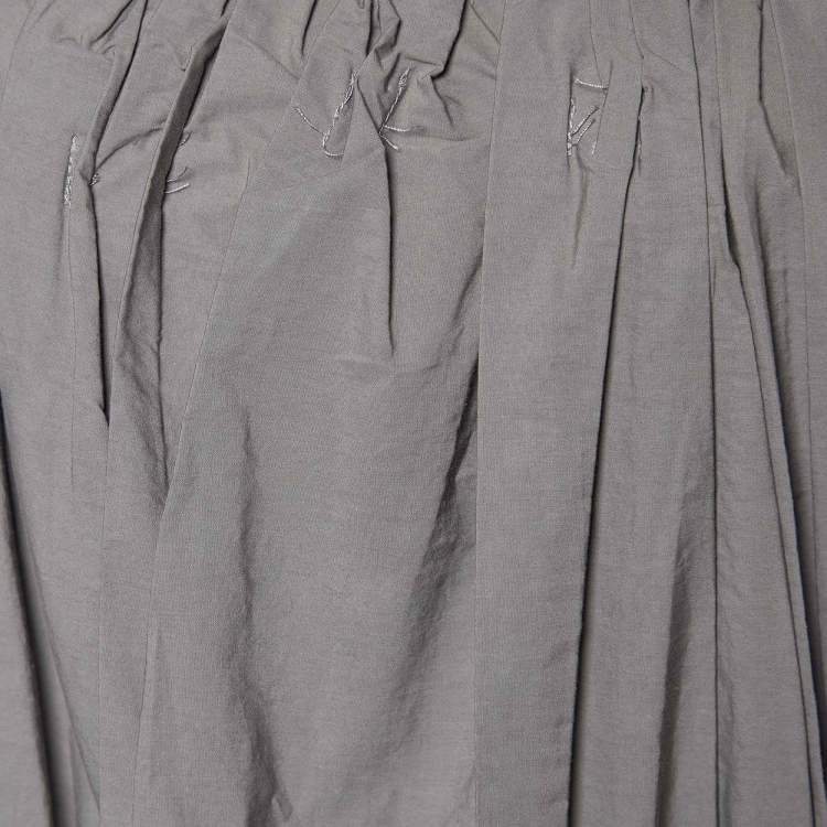 Pre Owned Marni Grey Cotton Fray Detail Pleated Sleeveless Dress S