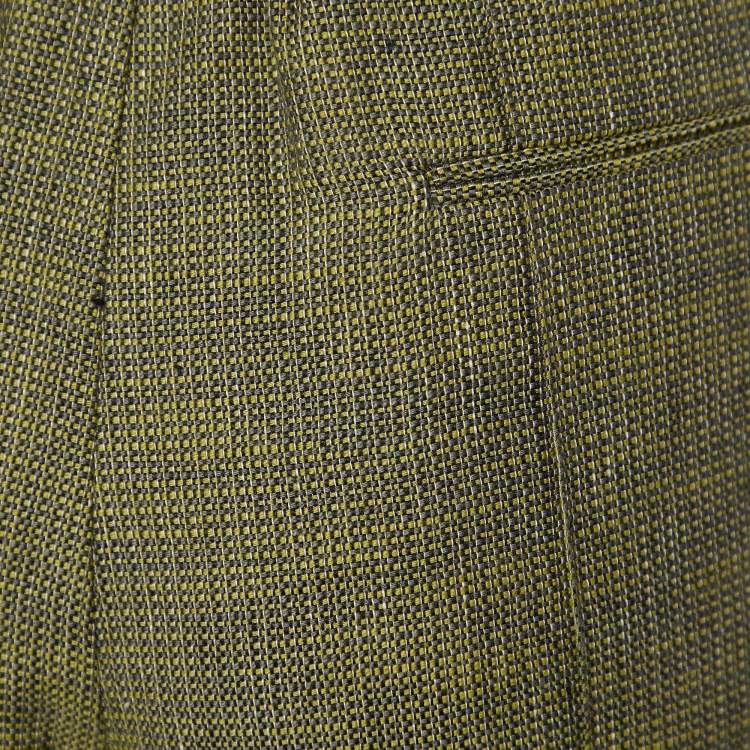 Pre Owned Marni Green Textured Cotton Cropped Pants S