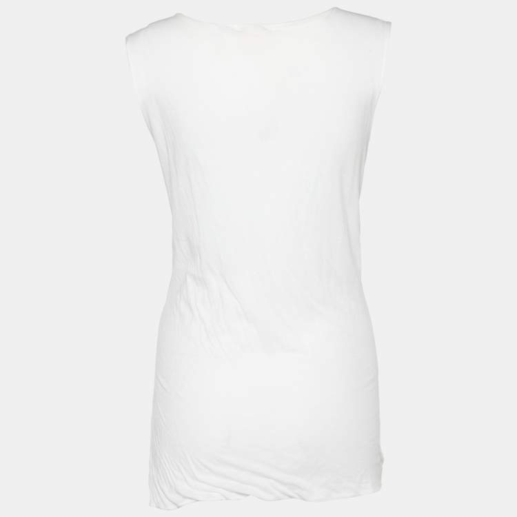 Pre Owned Marni White Cotton Pleated Detail Sleeveless Top S