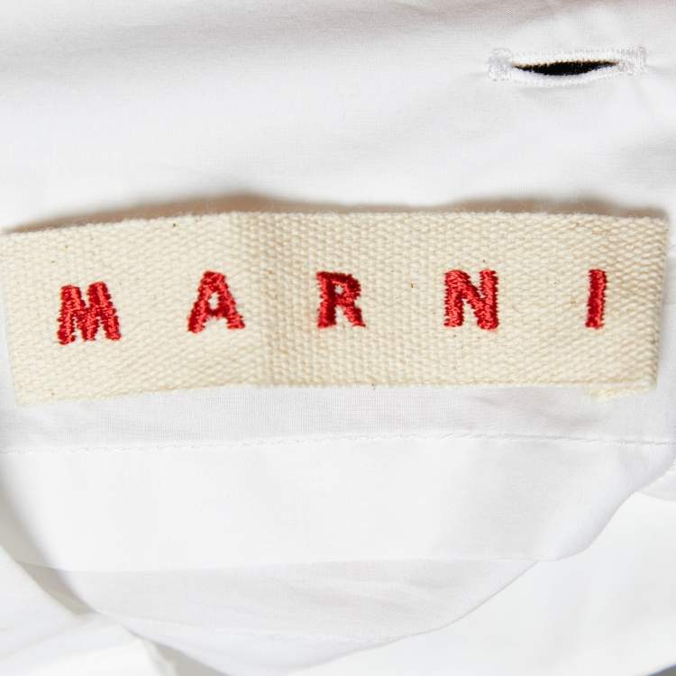 Pre Owned Marni White Cotton Pleated Button Detail Sleeveless Top S