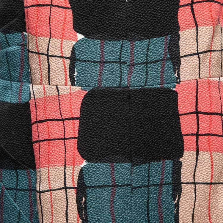 Pre Owned Marni Multicolor Printed Silk Crepe Keyhole Cutout Top M