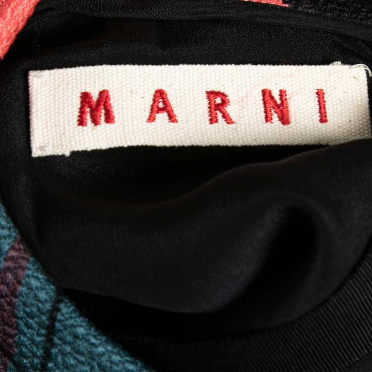 Pre Owned Marni Multicolor Printed Silk Crepe Keyhole Cutout Top M