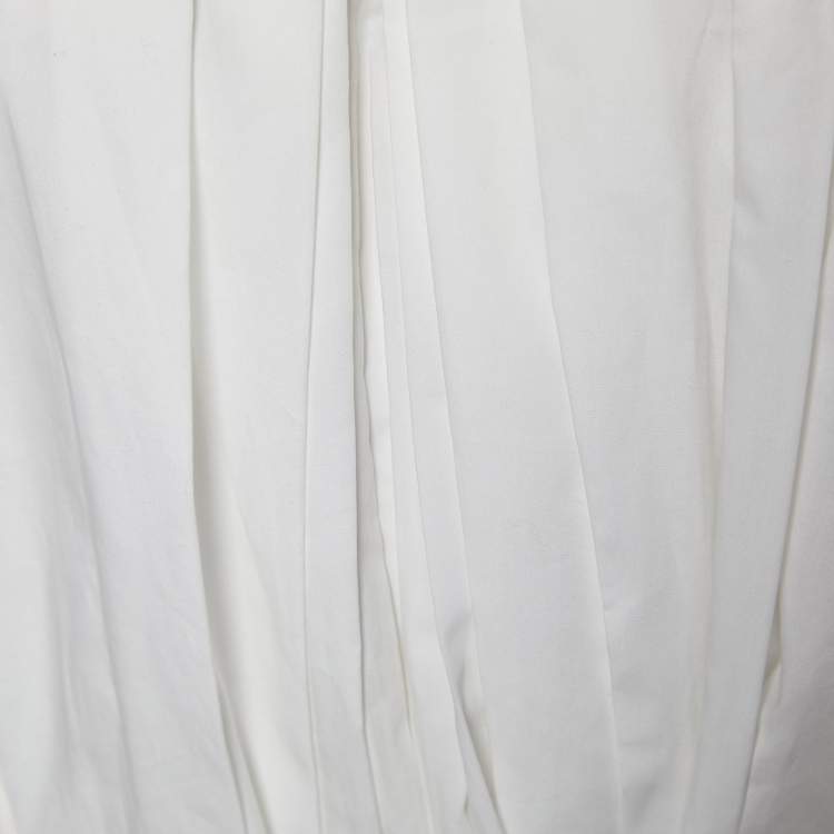 Pre Owned Marni White Cotton Pleated Tie Detail Top M