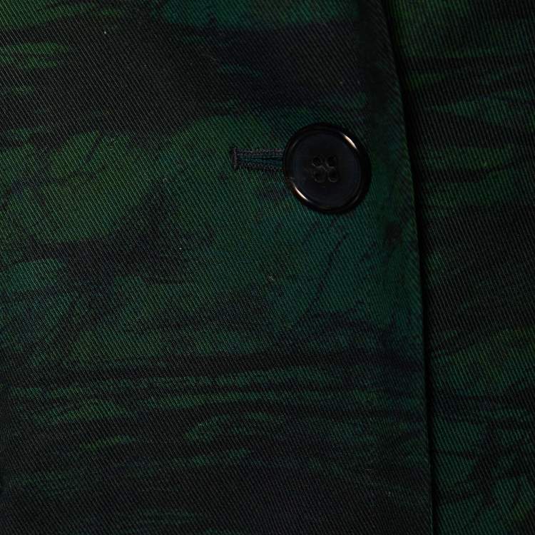 Pre Owned Marni Dark Green Printed Cotton Button Front Cropped Jacket S
