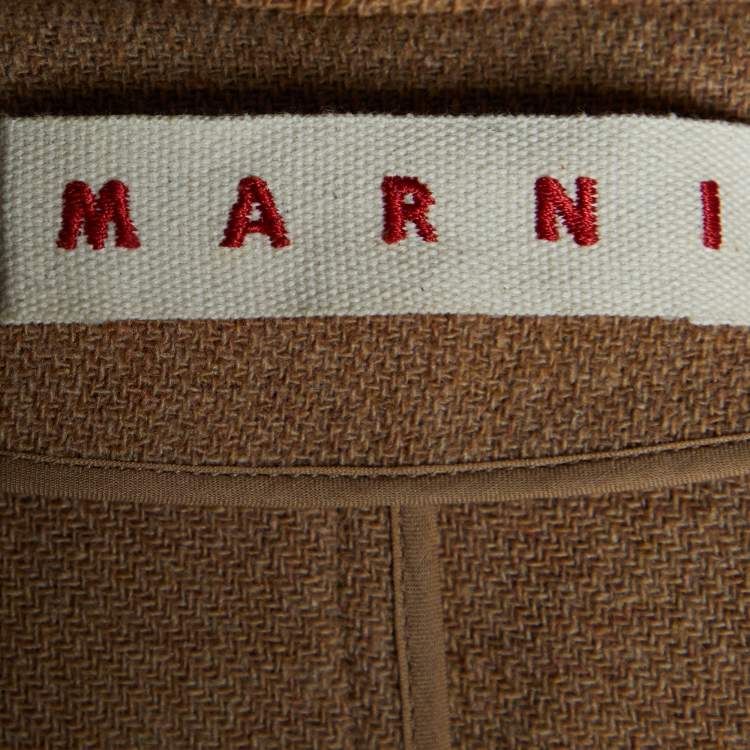 مملوكة مسبقًا Marni Beige Wool & Fox Fur Pocket Detail Long Coat L