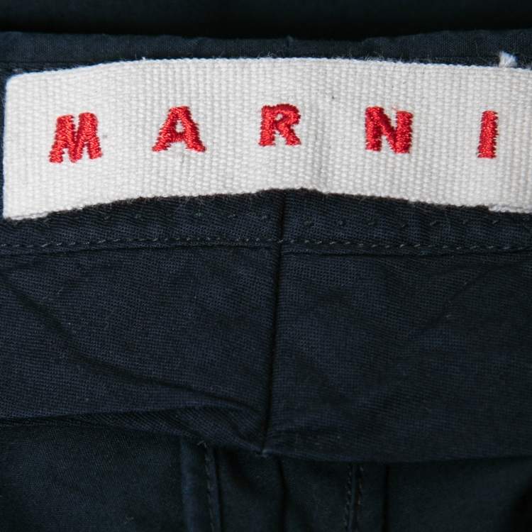 Pre Owned Marni Navy Blue Cotton Trousers M