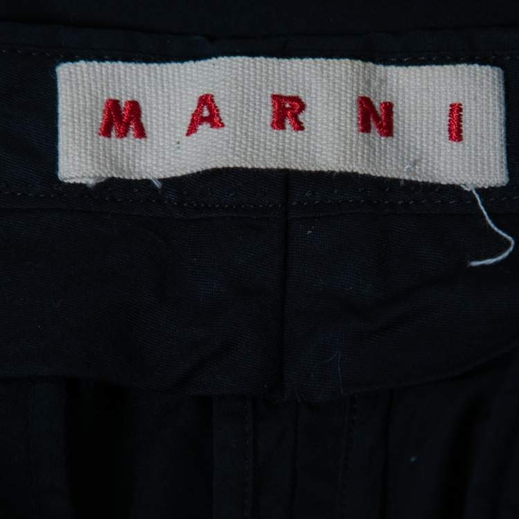 Pre Owned Marni Navy Blue Cotton Straight-Leg Trousers S