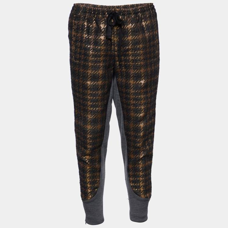 Pre Owned Marni Black Lurex Wool & Knit Paneled Tapered Pants S