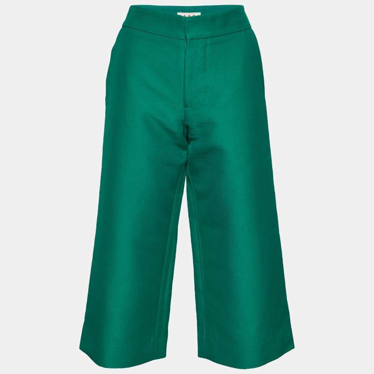 Pre Owned Marni  Green Cotton Wide Leg Culottes S