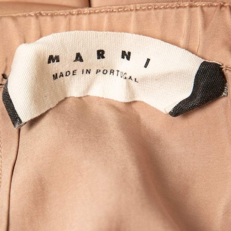 Pre Owned Marni Beige Satin Midi Skirt M