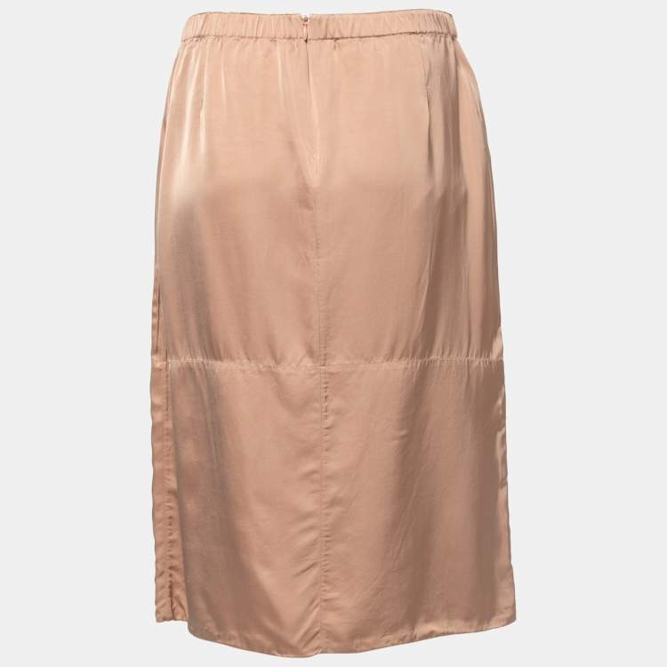Pre Owned Marni Beige Satin Midi Skirt M