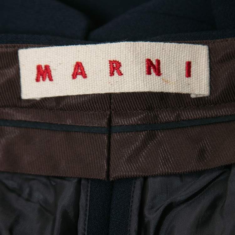 Pre Owned Marni Navy Blue Wool Trousers L