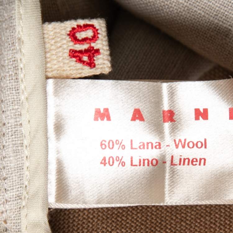 Pre Owned Marni Brown Wool & Linen Belted Jacket S