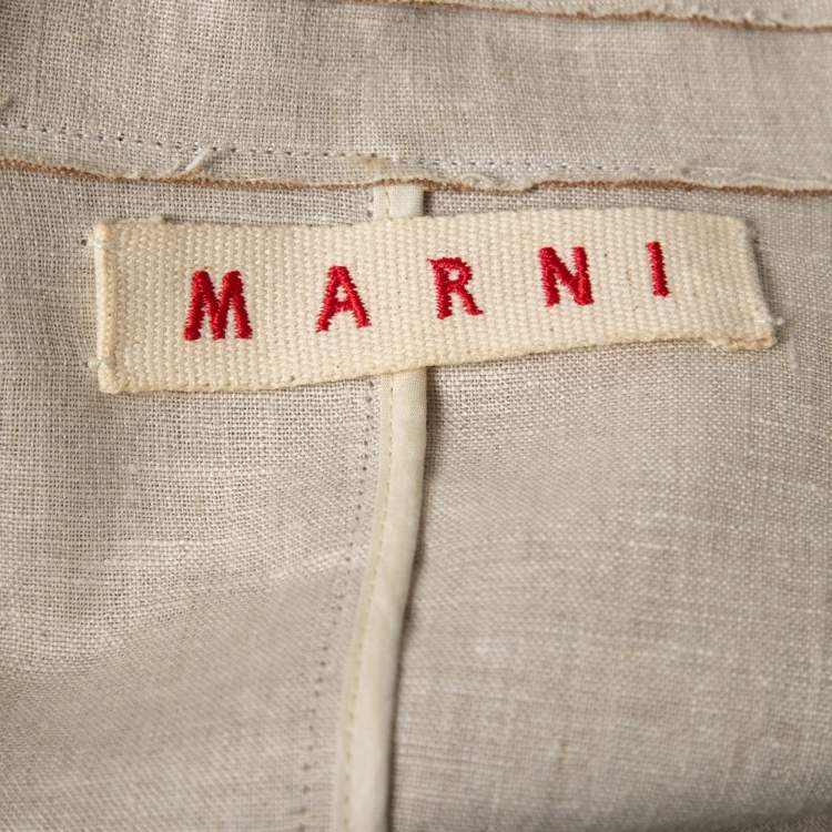Pre Owned Marni Brown Wool & Linen Belted Jacket S