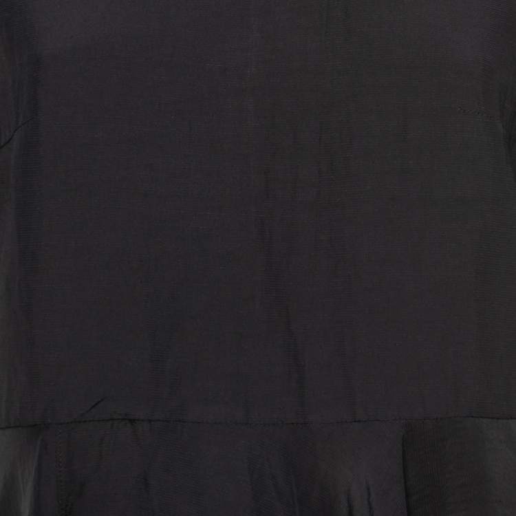 Pre Owned Marni Black Linen Blend Asymmetrical Short Sleeve Tunic Top S