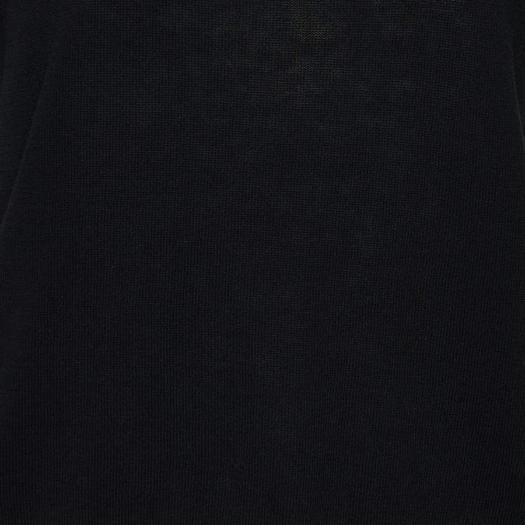 Pre Owned Marni Black Rib Knit Embellished Neck Detail Sweater Top S