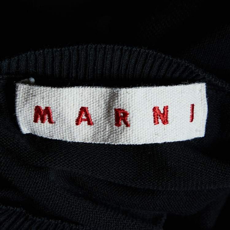 Pre Owned Marni Black Rib Knit Embellished Neck Detail Sweater Top S