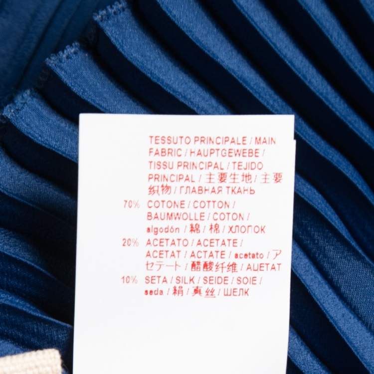 Pre Owned Marni Blue Knit V-Neck Pleated Pullover M