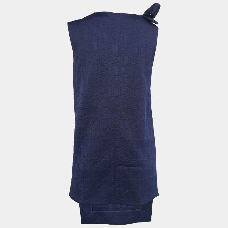 Pre Owned Marni Navy Blue Jacquard Bow Detail Sleeveless Short Dress S