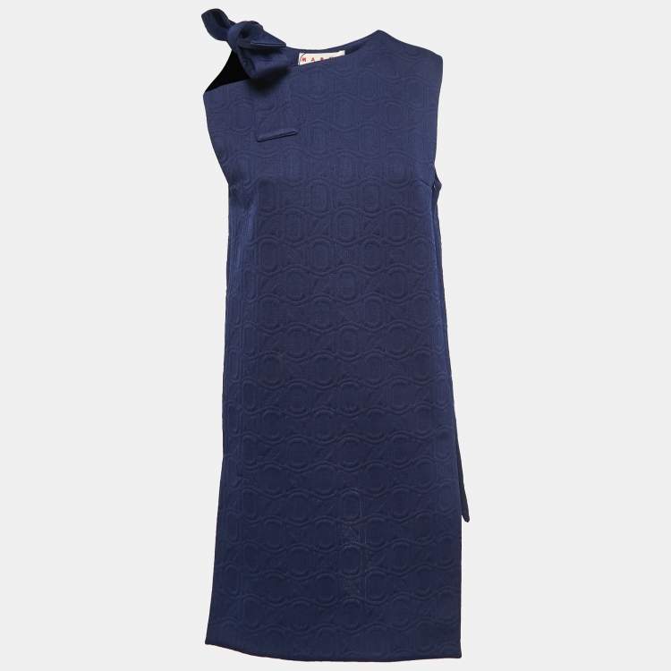 Pre Owned Marni Navy Blue Jacquard Bow Detail Sleeveless Short Dress S