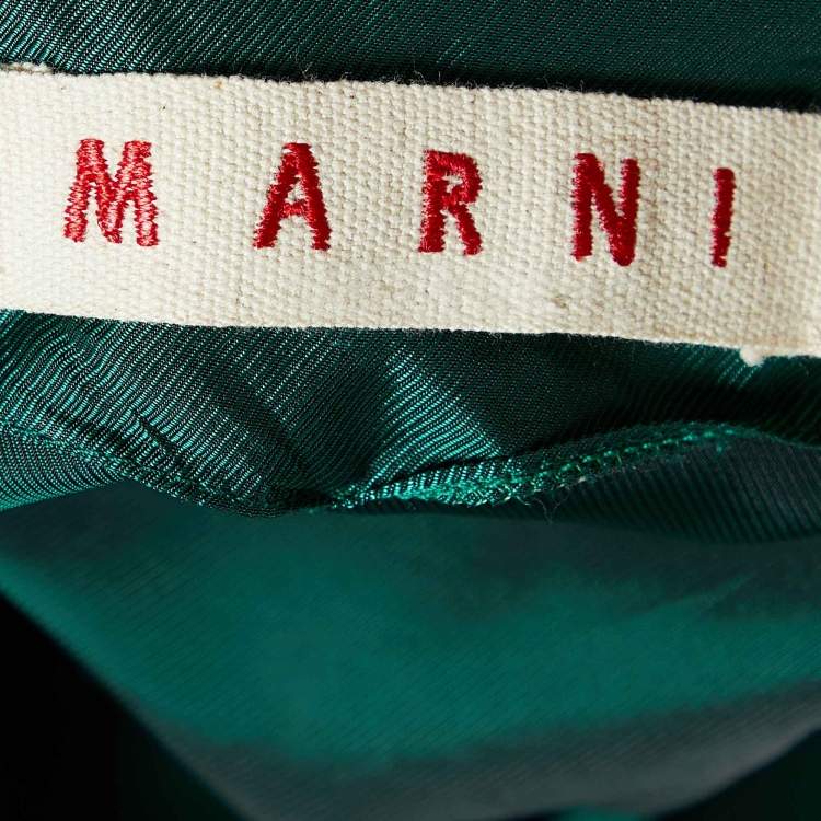 Pre Owned Marni Green Satin Pleated Sleeve Detail Top M