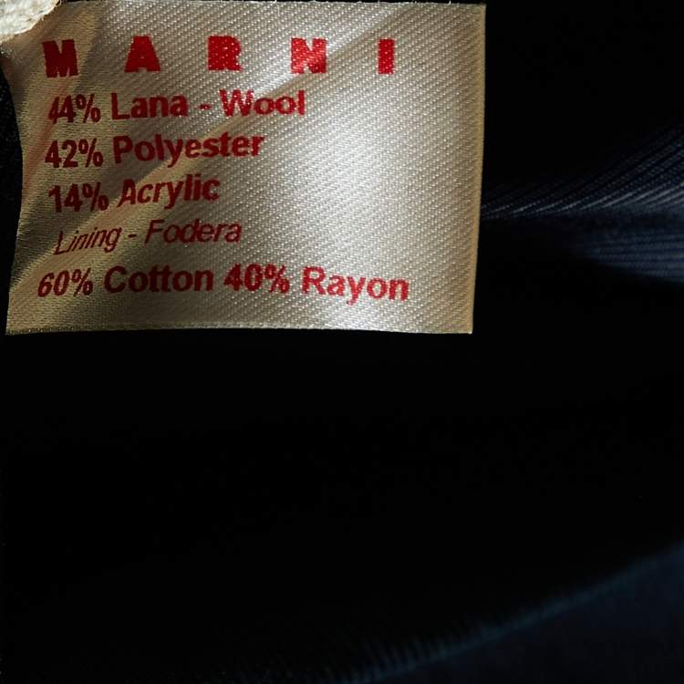 Pre Owned Marni Navy Blue Floral Jacquard Hook Front Jacket M