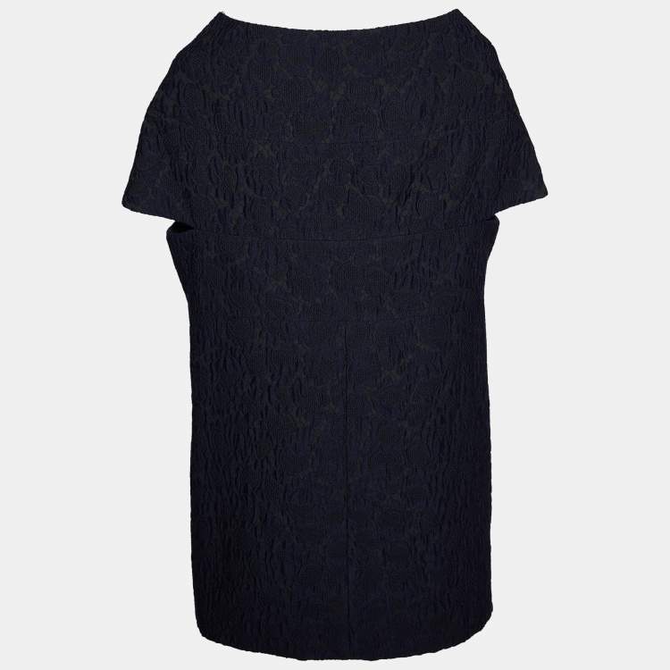 Pre Owned Marni Navy Blue Floral Jacquard Hook Front Jacket M