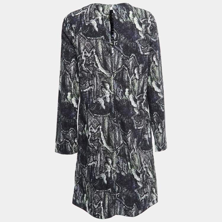 Pre Owned Marni Black Printed Cotton Full Sleeve Short Dress M