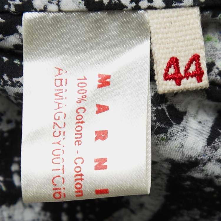 Pre Owned Marni Black Printed Cotton Full Sleeve Short Dress M