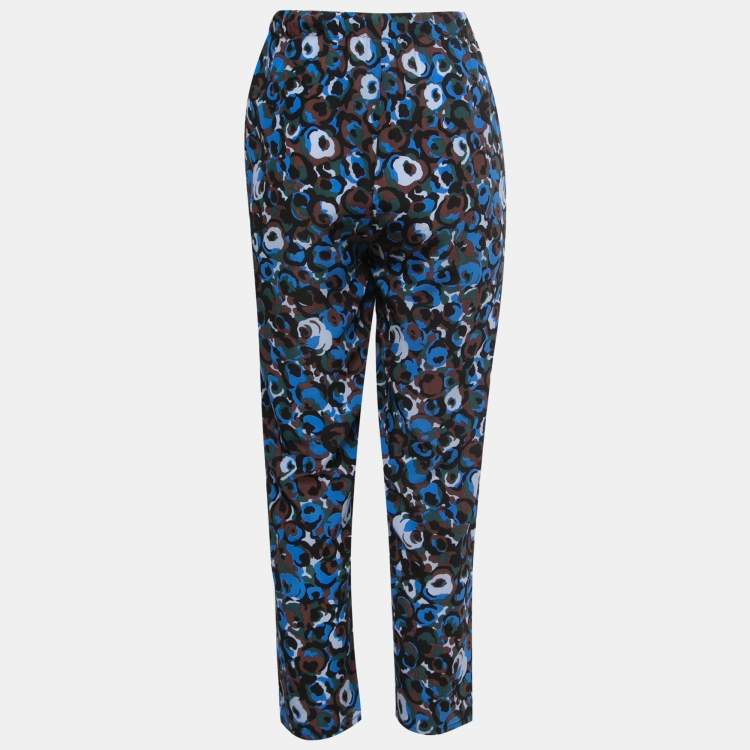 Pre Owned Marni Multicolor Abstract Print Silk Drawstring Trousers M