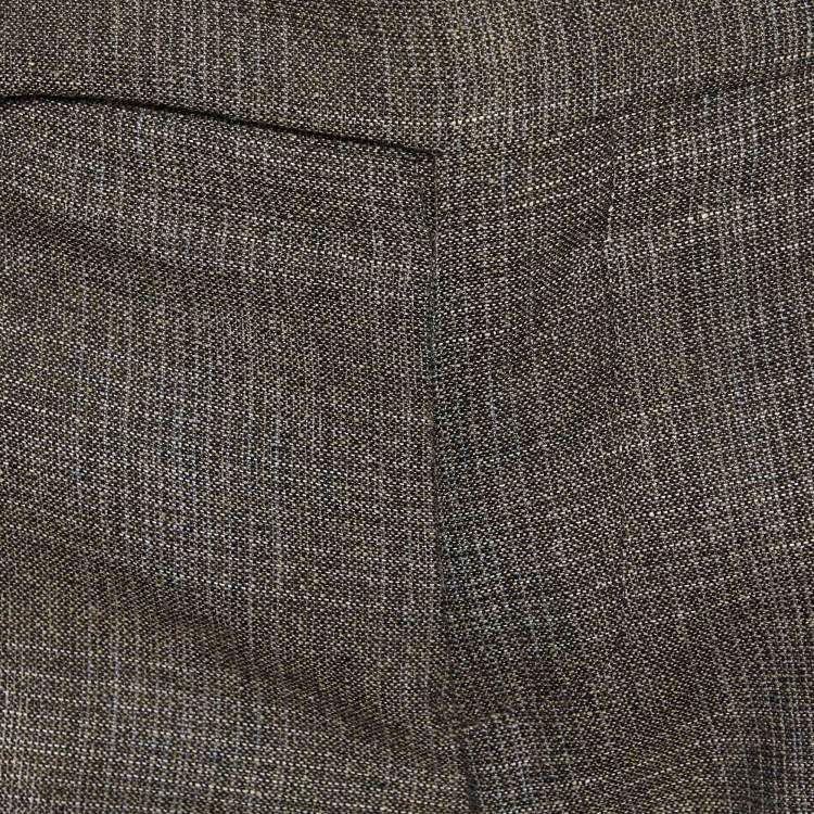 Pre Owned Marni Brown Patterned Wool & Silk Cropped Trousers S