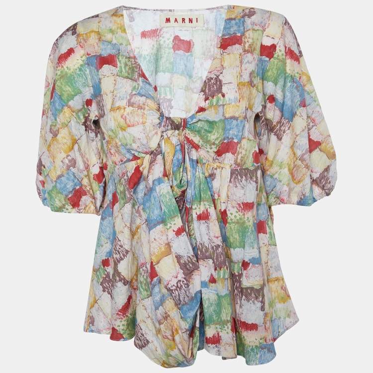 Pre Owned Marni Multicolor Printed Cotton Oversized Top M