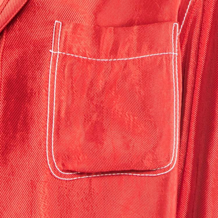 مملوكة مسبقًا Marni Red Satin Oversized Shirt Dress S