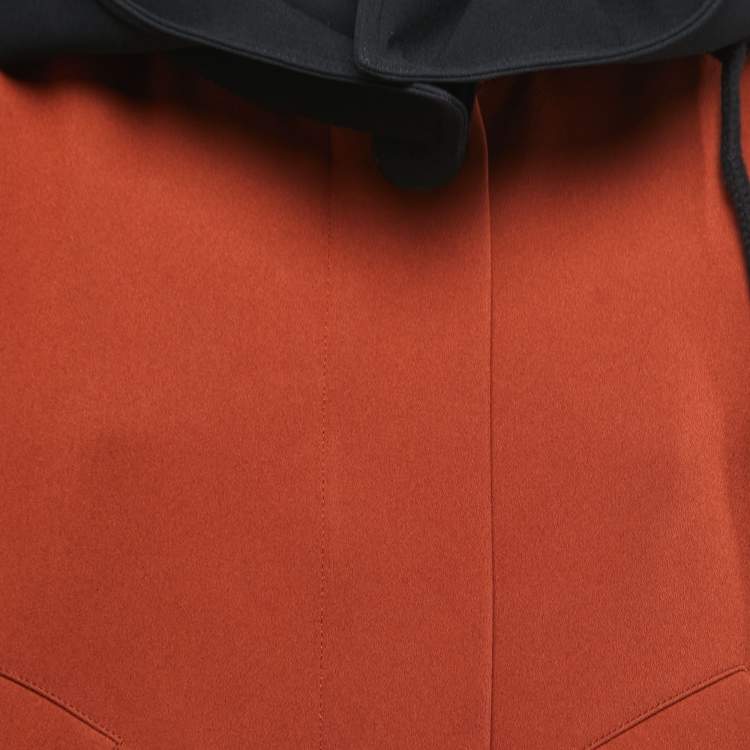 Pre Owned Marni Burnt Orange/Black Crepe Hooded Oversized Jacket S
