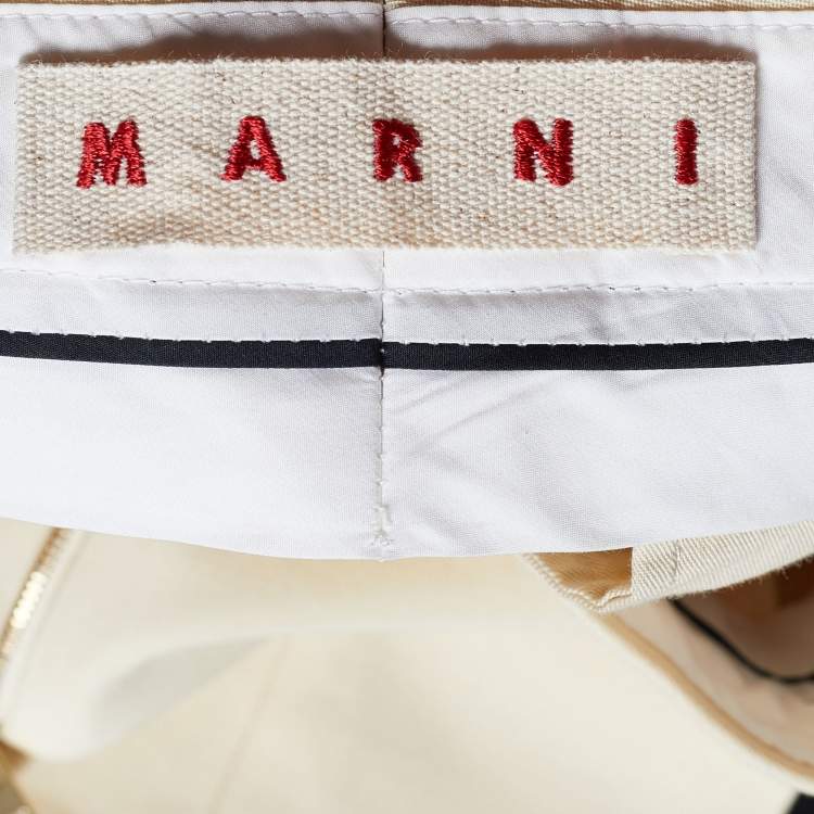 Pre Owned Marni Cream Cotton Tapered Leg Pants S