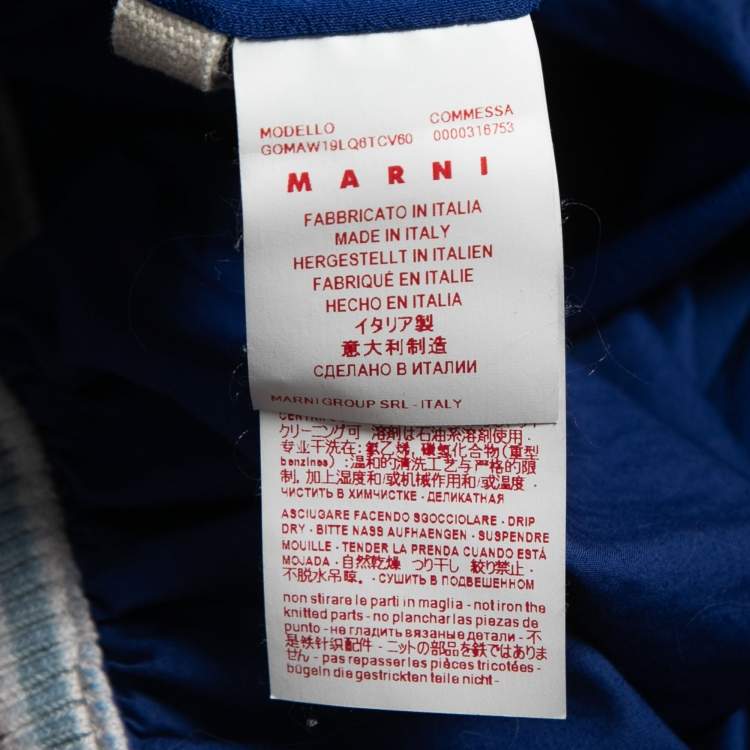 Pre Owned Marni Navy Blue Cotton & Knit Waist Tie Detail Midi Skirt S