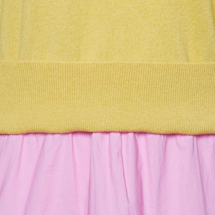 Pre Owned Marni Yellow Knit & Pink Cotton Layered Sweater M