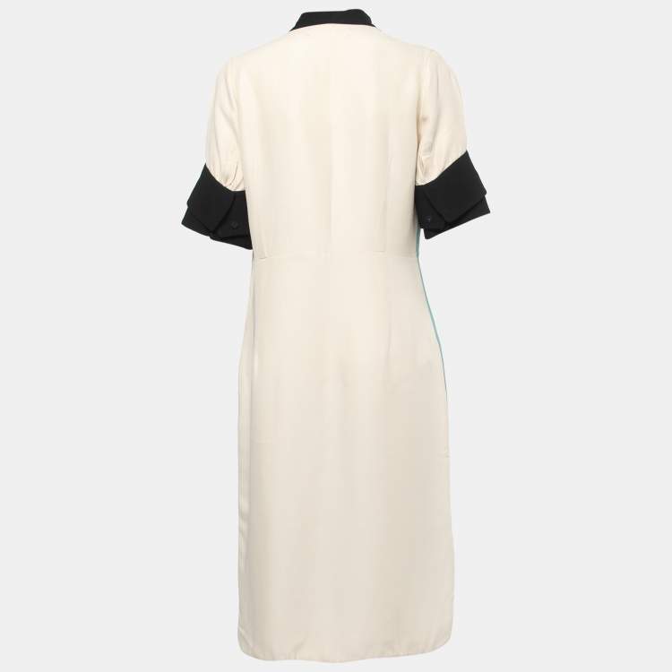 Pre Owned Marni Colorblock Crepe Button Front Midi Dress M