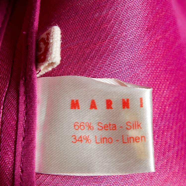 Pre Owned Marni Magenta Silk & Linen Zip Front Jacket M
