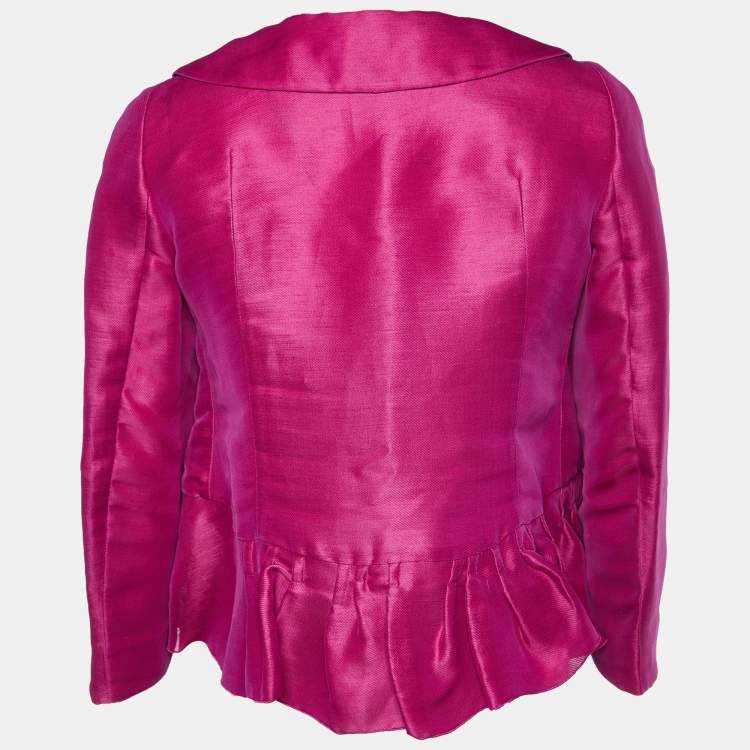 Pre Owned Marni Magenta Silk & Linen Zip Front Jacket M