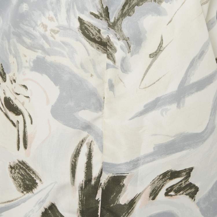 Pre Owned Marni Grey Printed Satin Oversized Sleeve Top L