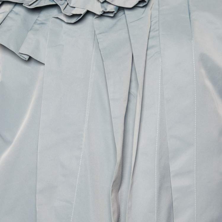 Pre Owned Marni Light Blue Synthetic Ruffle Detail Shift Dress M
