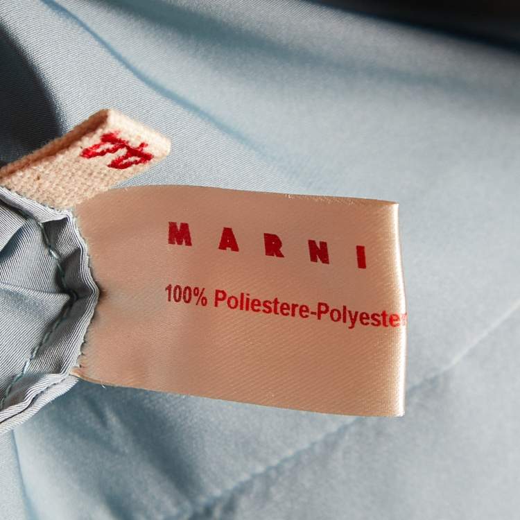 Pre Owned Marni Light Blue Synthetic Ruffle Detail Shift Dress M