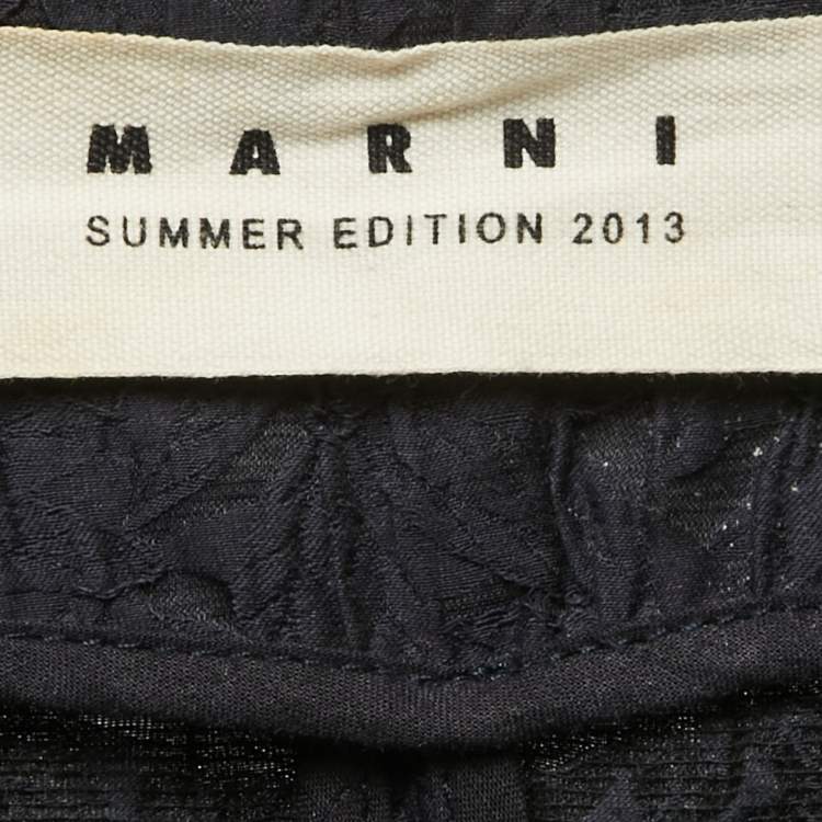 Pre Owned Marni Navy Blue Patterned Cotton Blend Button Front Jacket S