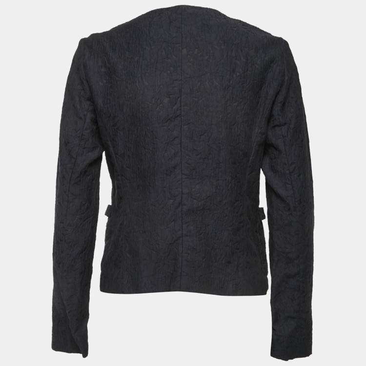 Pre Owned Marni Navy Blue Patterned Cotton Blend Button Front Jacket S