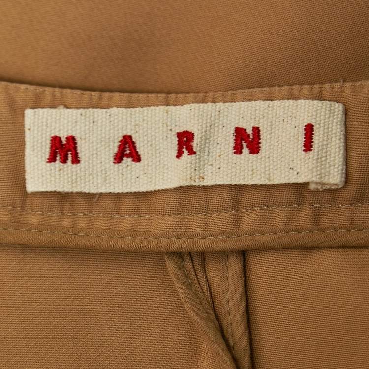 Pre Owned Marni Beige Cotton Buttoned Sleeveless Peplum Top M