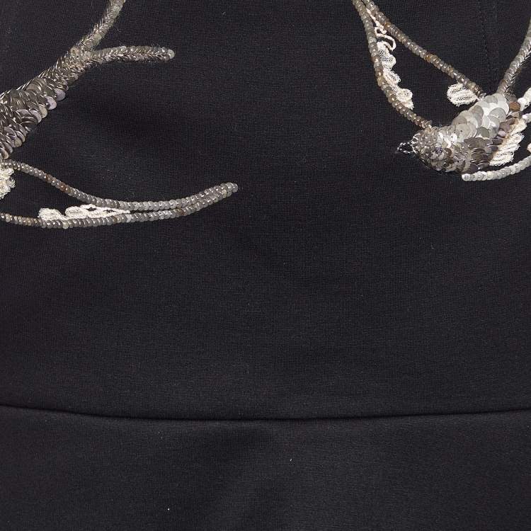 Pre Owned Marni Black Birds Embellished Neoprene Mini Skirt M